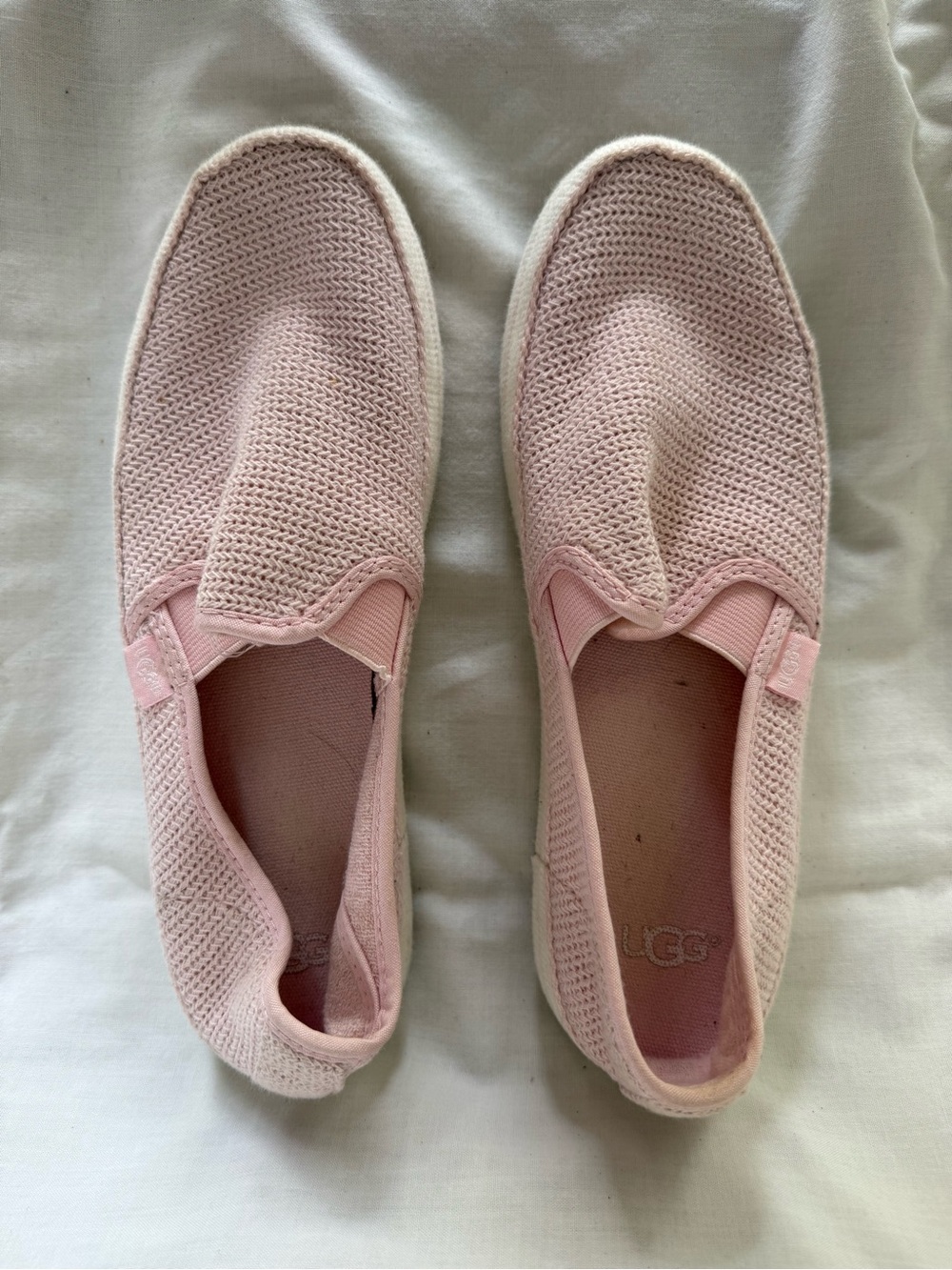 UGG Bren Pink Canvas Mesh Slip-On Loafers (Size 7) - Excellent Condition 1020090